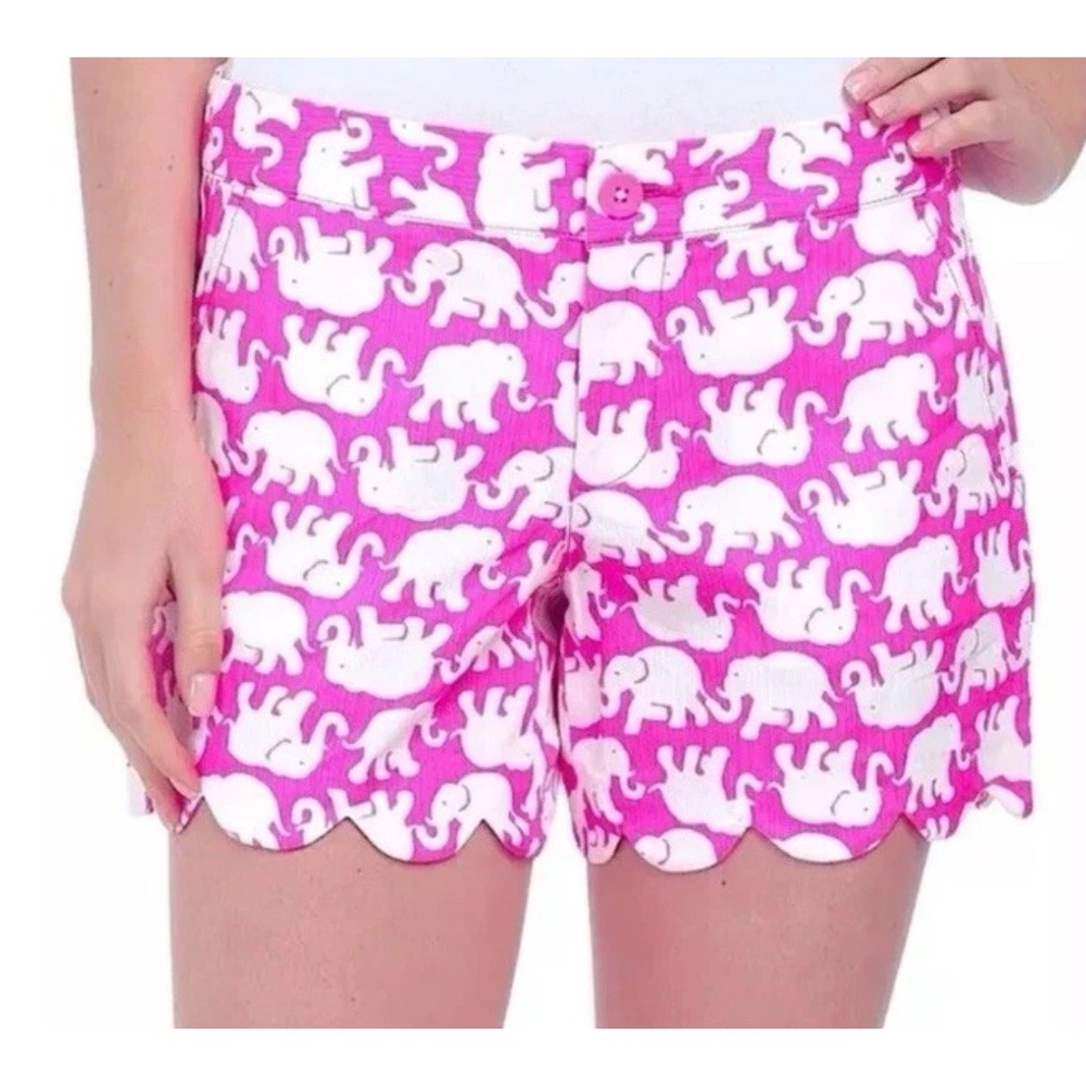 Lilly Pulitzer Buttercup Shorts Pink Tusk In Sun 15382 Scalloped Hem Preppy Sz 2